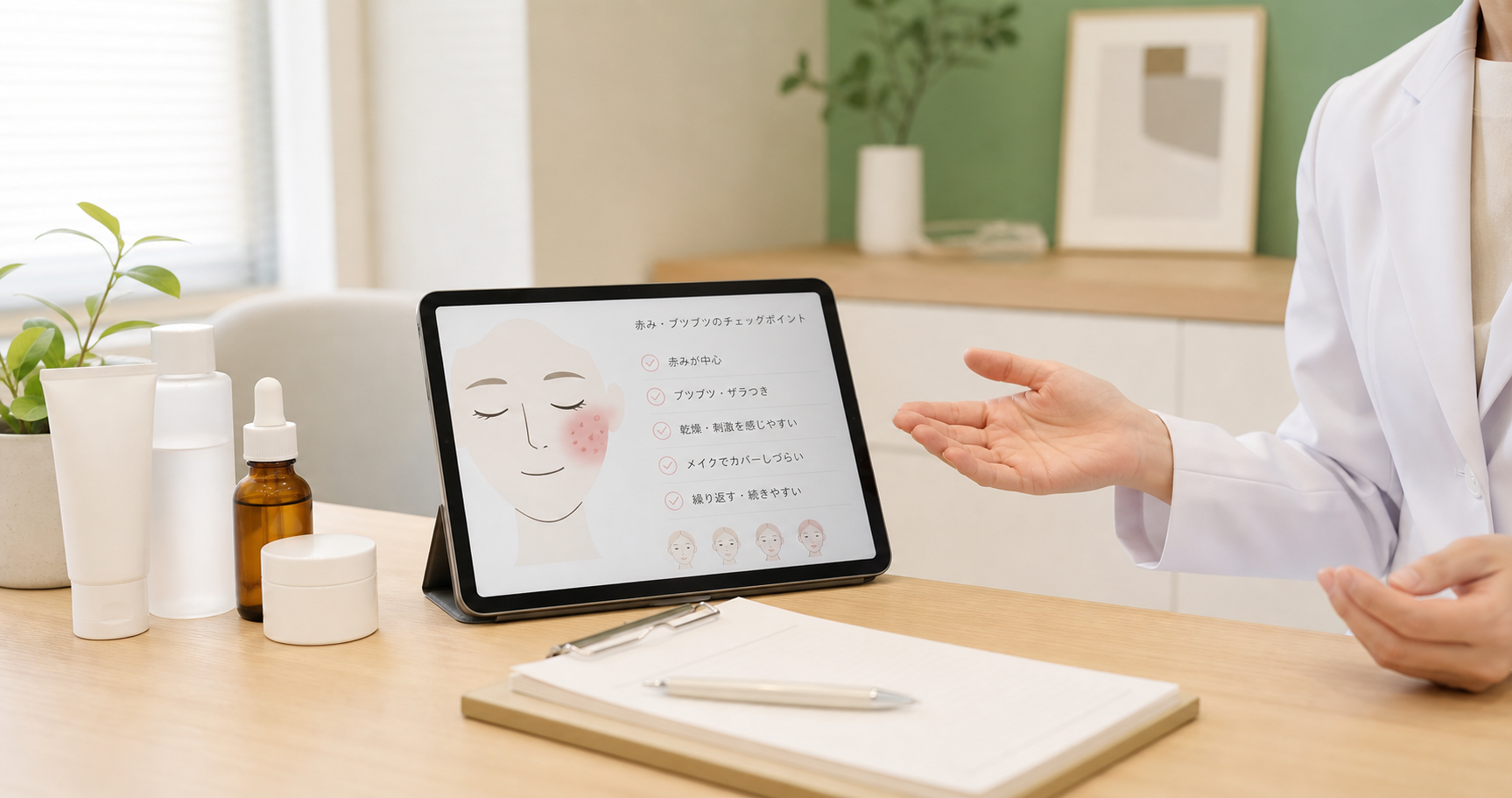 ニキビと酒さの赤みはどう違う？｜大人の赤ら顔・ブツブツを見分ける確認ポイント