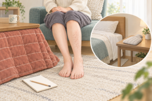 こたつで脚が網目状に赤い｜湯たんぽの使い方と受診目安